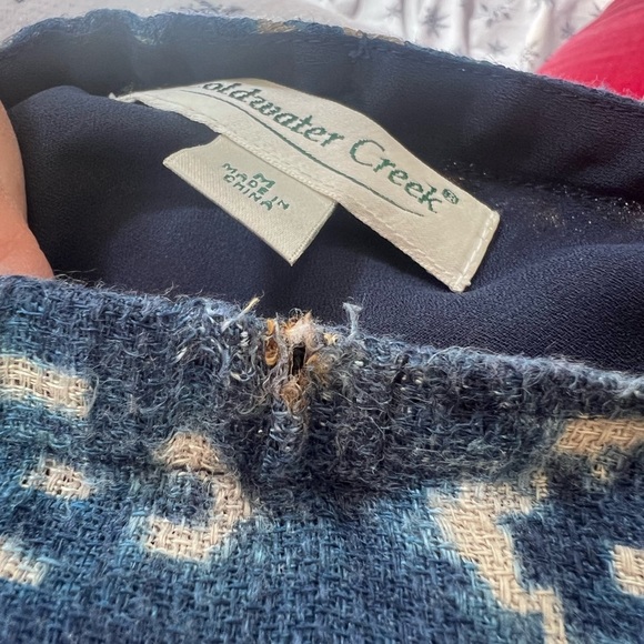 Coldwater Creek pre worn Navy and Cream Patterned Asymmetrical Skirt size M - Picture 11 of 13